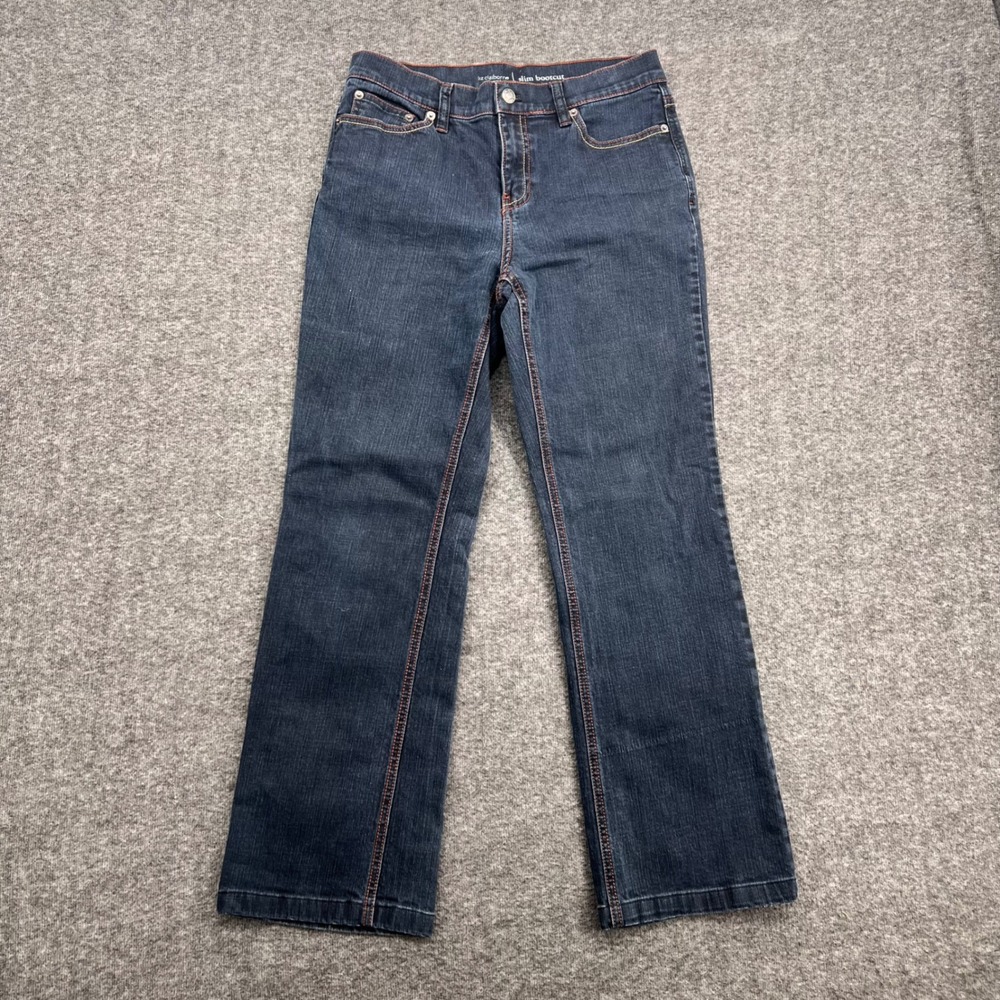 Liz Claiborne Jeans Women 6 Dark Wash Slim Bootcut Contrast Stitch Stretch Denim